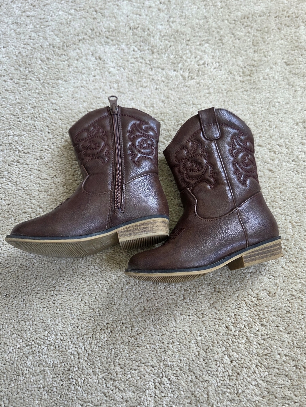 Toddler Size 9 Brown Western Zip-Up Cowboy Boots